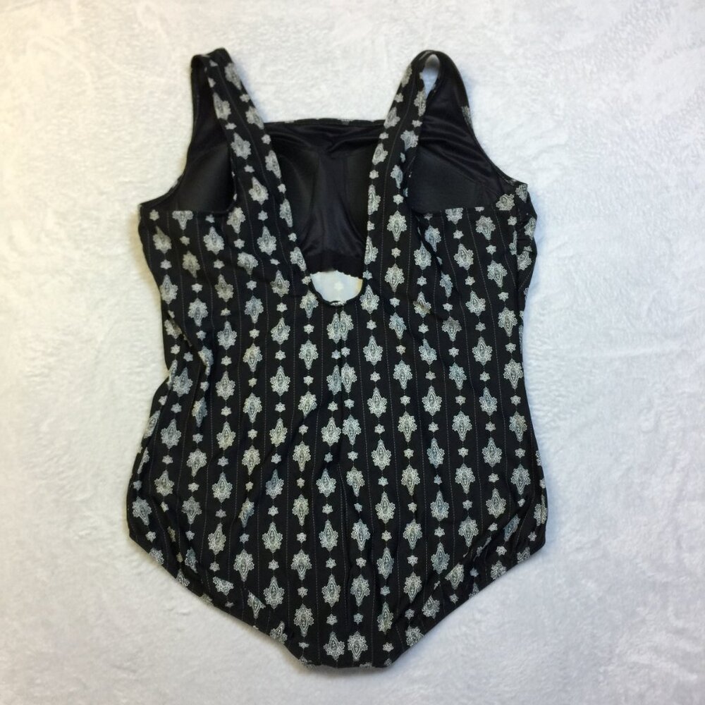 Land's End One Piece Bathing Suit Swimsuit 26W Womens Plus Black White Wireless - Picture 2 of 15